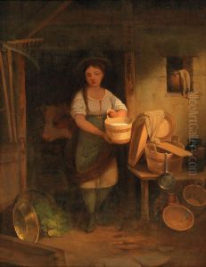 Milkmaid in the Barn by Ignaz Raffalt