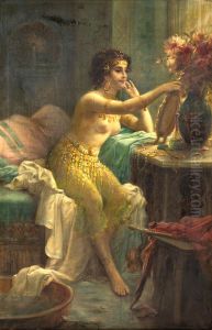 Egyptian Girl at a Dressing Table by Hans Zatzka