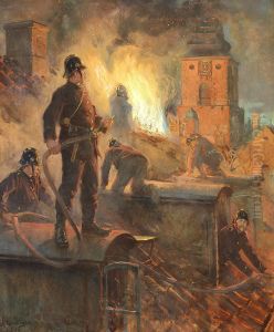 A fire near the church of St. Petri.