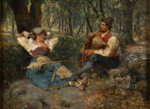 Gallant scene by Francesco Bergamini