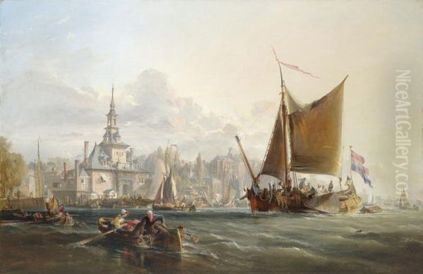Dutch Vessels Leaving Harbour - Rotterdam In The Distance - view 1