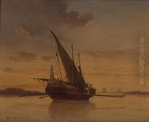 Svensk galar satter segel vid Dalaro skans by Per Wilhelm Cedergren