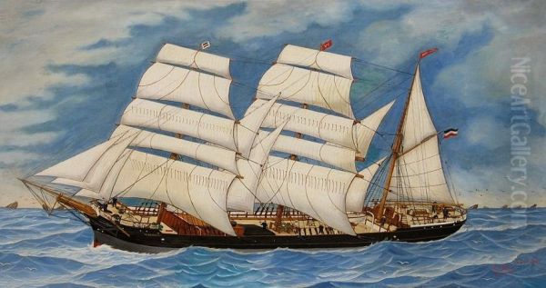 Schiffsportrait der "Windsbraut" aus Elsfleth 1897 auf der Nordsee - view 1