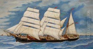 Schiffsportrait der "Windsbraut" aus Elsfleth 1897 auf der Nordsee