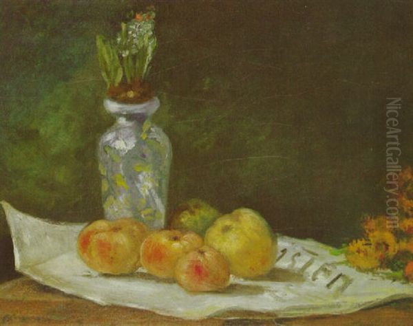 Hyacinth and Apples on a Newspaper - view 1