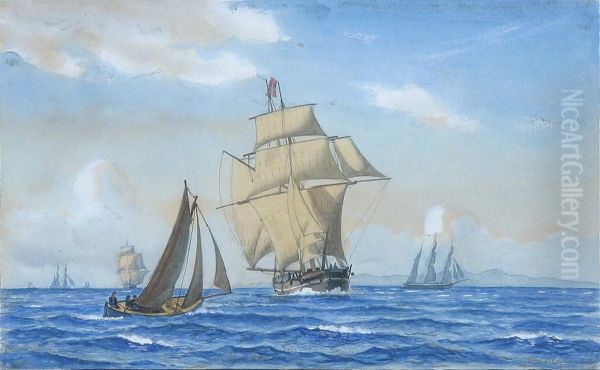 Coastal view with sailing ships. - view 1