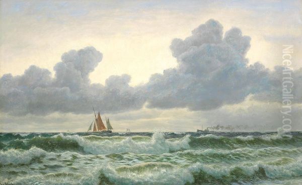 A view of the sea with dark clouds gathering on the horizon. - view 1
