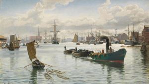 Maritime scene from the harbour of Copenhagen. by Christian Vigilius Blache