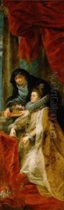 Ildefonso-Altar: Maria erscheint dem Hl. Ildefonso (Mittelteil), Erzherzog Albrecht der VII. (linker Innenflugel) bzw. Infantin Isabella Clara Eugenia (rechter Innenflugel), beide mit ihren Schutzpatronen