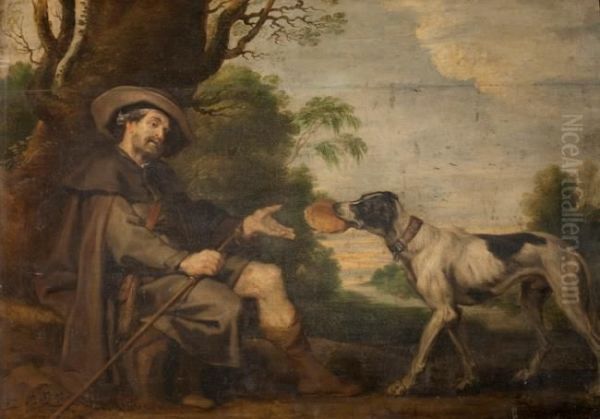 Saint Roch fed by a dog - view 1
