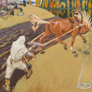 Ilmarinen Ploughs a Field of Vipers by Akseli Valdemar Gallen-Kallela