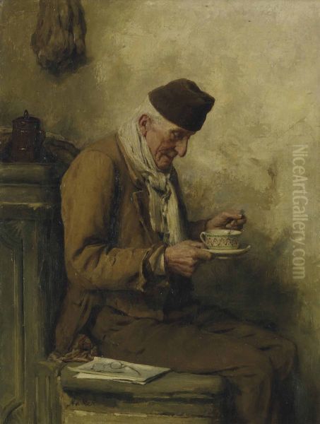 Old Man drinking Herbal Tea - view 1