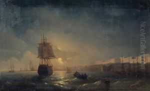 View of Odessa on a moonlit night by Ivan Aivazovsky