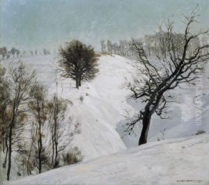 Verschneite Felder ( Wechselburg an der Mulde) by Eugen Bracht