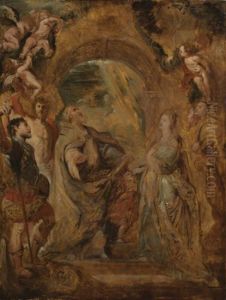 St Gregory, with Sts Maurus and Papianus; St Domitilla with Sts Nereus and Achilleus St Gregory, with Sts Maurus and Papianus; St Domitilla with Sts Nereus and Achilleus