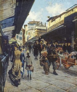 Il Ponte Vecchio a Firenze by Telemaco Signorini