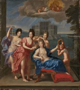 Portrait presume des filles du roi Louis XIV en Venus et ses nymphes by Pierre Gobert
