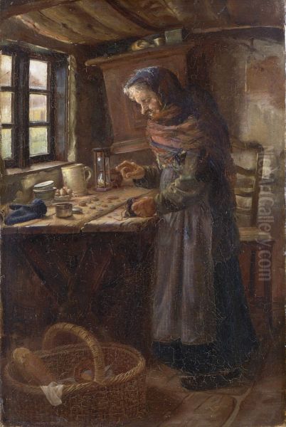 Stine Bollerhus counts the money earned selling bread. - view 1