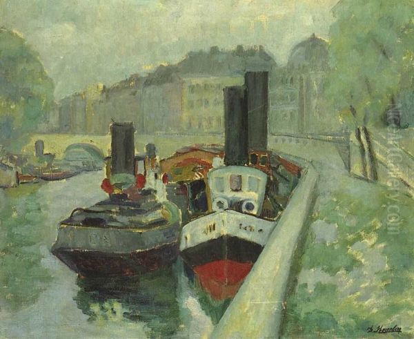Boats on the Seine - view 1