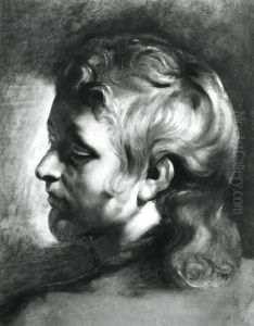 Study of the head of a young man turned to the left by (studio of) Rubens, Peter Paul