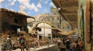 Mercato vecchio a Firenze [1881-1883] by Telemaco Signorini
