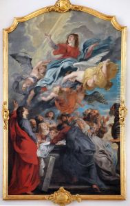 "Himmelfahrt Mariae" bzw. "Himmelfahrt Mariens", Gemalde (Altarblatt) von Peter Paul Rubens in der Katholischen Heilig-Kreuz-Kirche Augsburg by (studio of) Rubens, Peter Paul