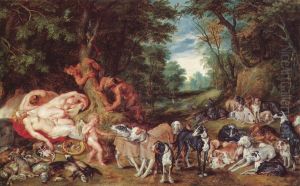 Nymphen, Satyrn und Hunde by (studio of) Rubens, Peter Paul