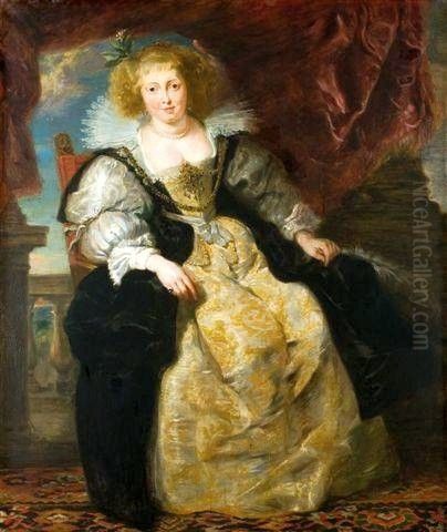 Portrait of Helena Fourment, tweede echtgenote van Peter Paul Rubens, zittend in haar bruidskleed - view 1