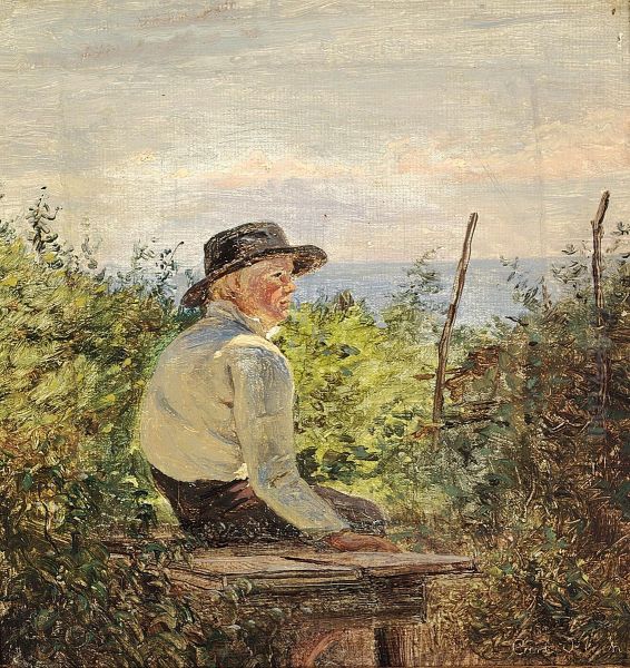A boy on a bench. - view 1