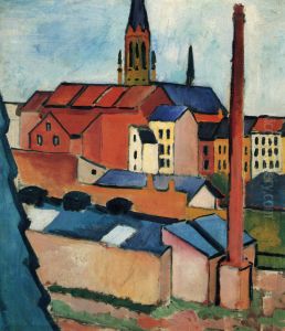 St. Mary's with Houses and Chimney (Bonn) by August Macke