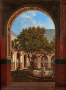 La Cour du murier a l'Ecole Imperiale des Beaux-Arts de Paris en 1866 La Cour du murier a l'Ecole Imperiale des Beaux-Arts de Paris en 1866