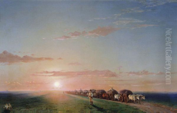 A Wagon Train in the Desert - view 1