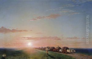 A Wagon Train in the Desert by Ivan Aivazovsky