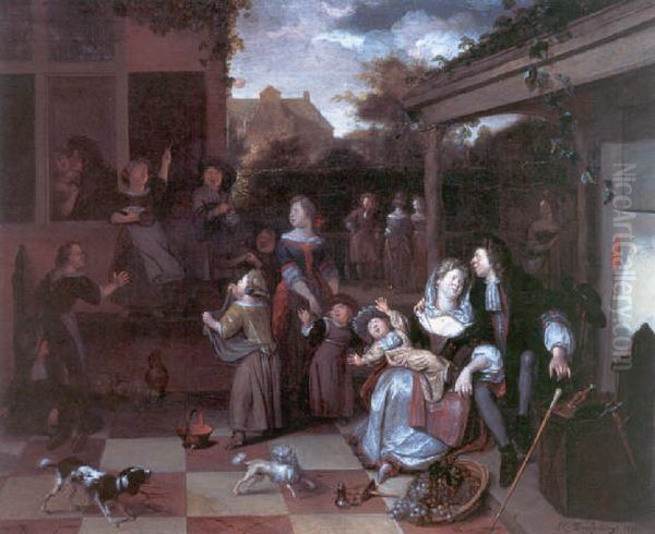 A family on a terrace. - view 1