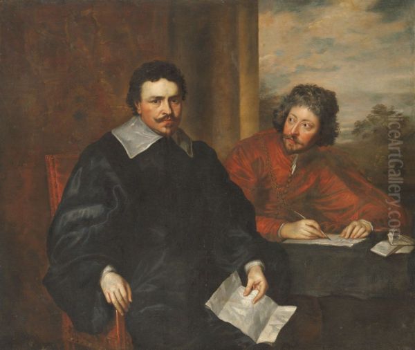 Thomas Wentworth, 1st Earl of Strafford (1593-1641), with his secretary Sir Philip Mainwaring (1589-1661) - view 1