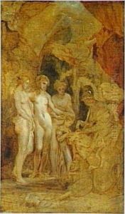 De opvoeding van Maria de' Medici door de drie Gratien en Minerva by (studio of) Rubens, Peter Paul