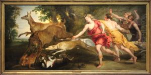 Diana and nymphs hunting by (studio of) Rubens, Peter Paul
