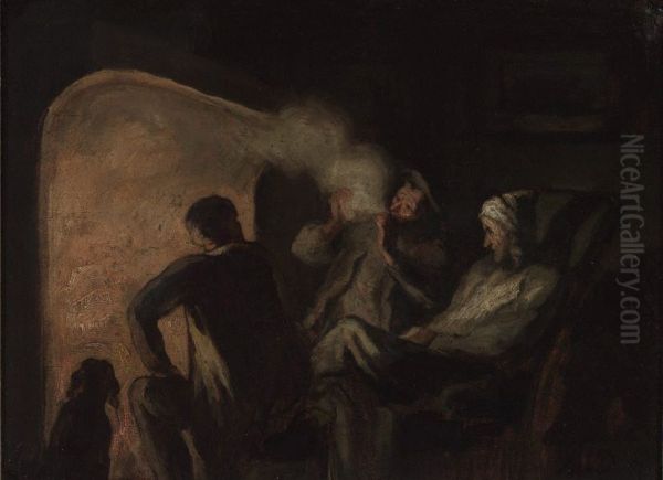 Hunters by the fireside - view 1