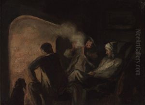 Hunters by the fireside by Honore Daumier
