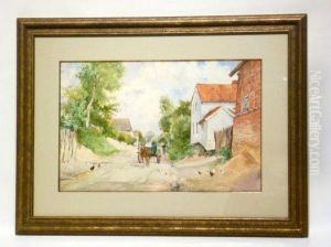 "rue
De
Village
Animee". by Jean Cambresier