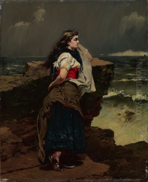 Fisher girl by the sea - view 1