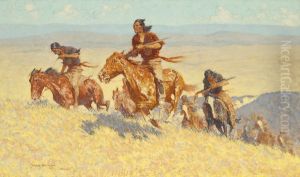 Buffalo Runners - Big Horn Basin by Frederic Remington