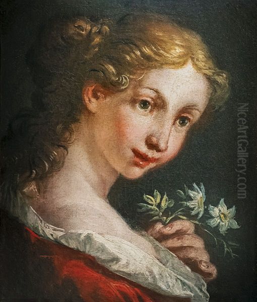 Girl holding flowers - view 1