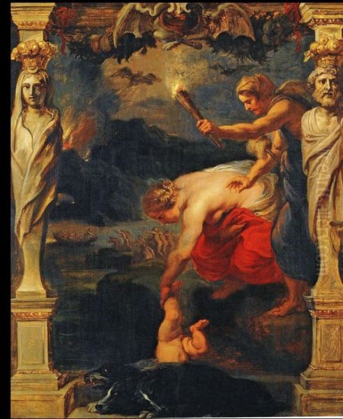 Achilles dipped into the river Styx - view 1
