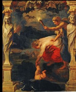 Achilles dipped into the river Styx