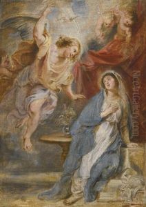 The Annunciation of the Virgin (sketch) by (studio of) Rubens, Peter Paul