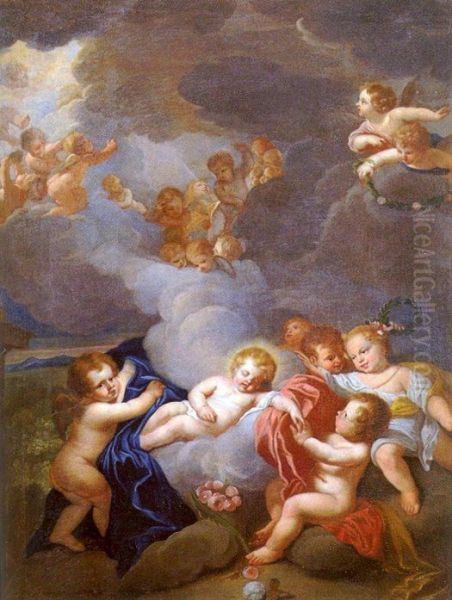The Christ Child sleeping among angels. - view 1