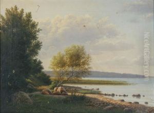 Landscape at an inlet. by Johan Vilhelm Ludvig Dahl