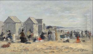 Deauville. Beach scene by Eugene Louis Boudin