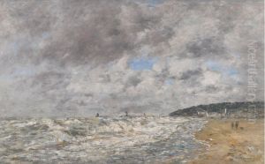 DEAUVILLE, LE RIVAGE PAR GROS TEMPS by Eugene Louis Boudin